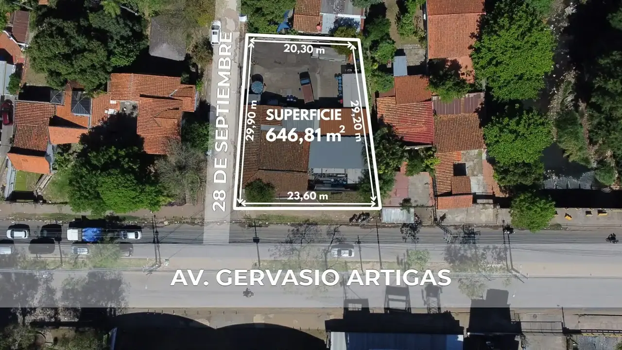 En venta 646 m2 con 23 metros de frente. Avda. Artigas. Zona Distrito.