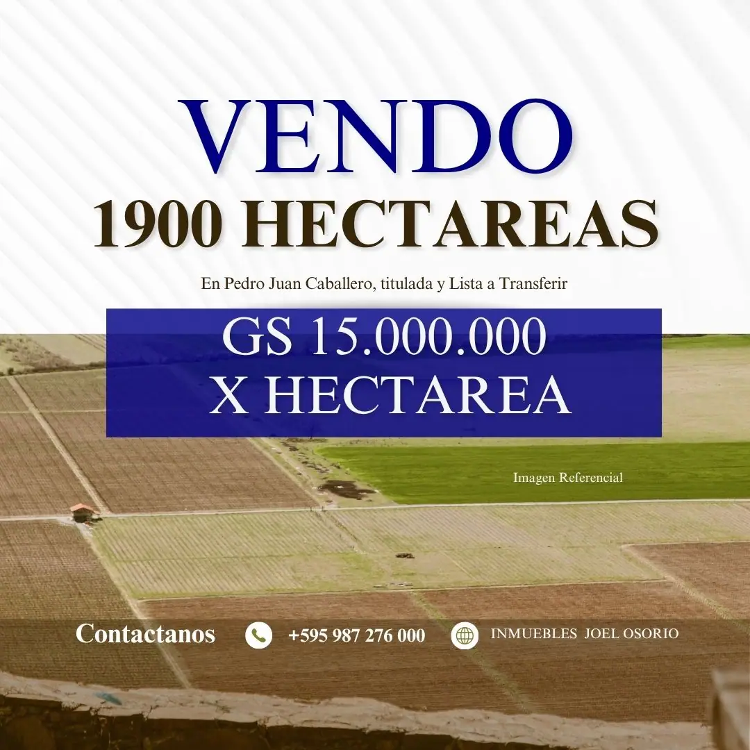 Vendo 1900 Hectareas en Pedro Juan Caballero - Gs. 15.000.000 por Hectarea